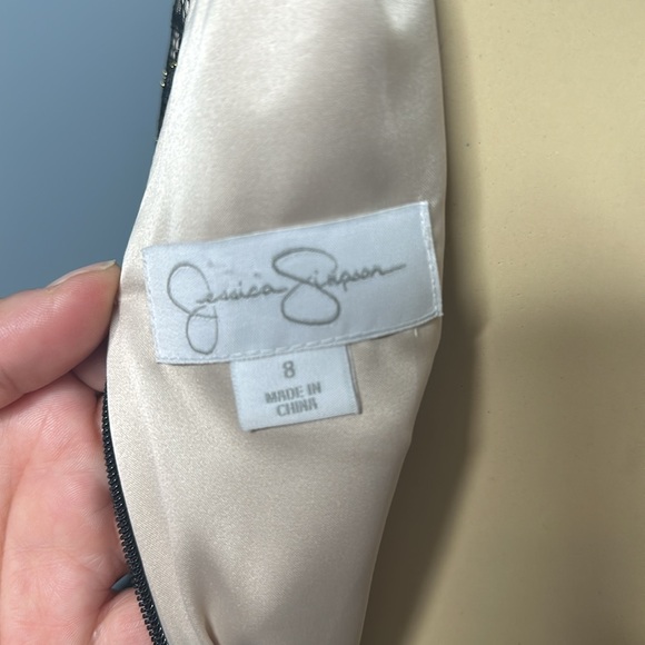 Jessica Simpson  formal woman dress black & nude sz 8 sleeveless gold metallic - Picture 5 of 5